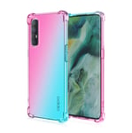 HAOYE Case for Oppo Find X2 Neo Case, Gradient Color Ultra-Slim Crystal Clear Anti Smudge Silicone Soft Shockproof TPU + Reinforced Corners Protection Phone Cover (Pink/Green)