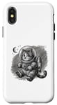Coque pour iPhone X/XS drôle astronaute mignon animal chat avec étoiles dans l'espace enfants