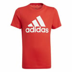 Kortærmet T-shirt Adidas Essentials  vivid Rød 3-4 år
