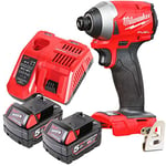 Milwaukee M18FID2 18v M18 Fuel Impact Driver with 2 x 5Ah Batteries & Charger