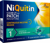 NiQuitin 21mg Clear 24 Hour 7 Patches Step 1 Stop Smoking 1 Week Kit Nicotine
