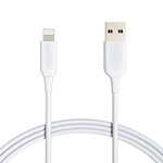 Amazon Basics - 2-Pack USB-A to Lightning ABS Charger Cable, MFi Certified for Apple iPhone 14 13 12 11 X Xs Pro, Pro Max, Plus, iPad, 1.8 m, White