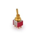 MEC Mini Toggle Switch, Long Solder Lugs, ON/ON, DPDT - Gold