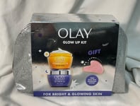 OLAY Glow Up Gift Set Regenerist Day & Night Cream Gua Sha Massage Stone