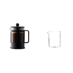 BODUM 1784-01 Kenya 4 Cup French Press Coffee Maker, Black, 0.5 l, 17 oz & Bodum 1504-10 Coffee Press Beaker, Glass - 4 Cup, Transparent