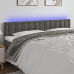 Sänggavel LED mörkgrå 160x5x78/88 cm sammet