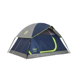 Coleman Camping Tent with Screen Room | 4 Person Carlsbad Dark Room Dome Tent with Screened Porch, Green/Black/Teal