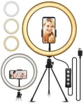 AJH 10 Inch LED Ring Light Stand, Camera Photo Video Lighting Kit, for Camera Phone Selfie Video Live Stream Ring Light, with Tripod Stand Phone Holder Kit