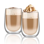 hirmit Double Walled Coffee Glasses Mugs Cappuccino Latte Macchiato Glasses Cups Pack of 2