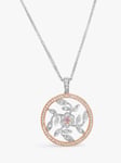 Milton & Humble Jewellery Second Hand Simon G 18ct White and Rose Gold 82 Stone Diamond Round Floral Pendant Necklace