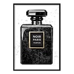 Artze Wall Art Noir Paris Perfume Bottle Splashes Poster, 40 cm Width x 50 cm Height, Black Marble