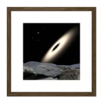 Space NASA Binary Red Dwarf Stars Illustration 8X8 Inch Square Wooden Framed Wall Art Print Picture with Mount