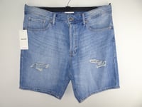 New* JACK JONES Loose Chris Mens Denim Shorts XL W36 Blue Denim Button Fly