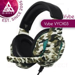 Vybe Camo Design Wired Gaming Headset with LED Light│Adjustable Mic│Jungle Green