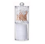 QUUPY 2Pcs Clear Acrylic Makeup Pads Container Organizer,Plastic Cotton Ball and Swab Holder with Lid Bathroom Jar Storage Beauty Makeup Organizer Storage for Cotton Balls,Swabs,Q-Tips