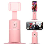 Phone Stand Smart Tracking Mobile Phone Holder for iphone tripod, Selfie Stick Camera Stabilizer with 360° Rotate Smart Object Track No App Required for YouTube TIK Tok (Pink)