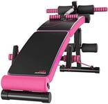 KLMNV;KLBVB Fitness Equipment Multifunctional Weight Bench,Arc-Shaped Decline Sit Up Bench - Weight Bench - Exercise Bench Collapsible Gym Quality Multi-Purpose Incline Sit Up Board Black + Rose Red