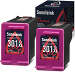 Sunnieink 301XL Remanufactured Ink Cartridges for HP 301 XL Colour Use in DeskJet 1050 3050 1510 2540 2050 2544 3050a 1512 2510 Envy 5532 4502 4507 5530 4500 OfficeJet 2542 2620 2622 4630 4632(2Pack)