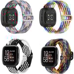 4 st Elastiska Nylonband Kompatibla med Fitbit, Fitbit Versa 3 Armband Flätad Nylon Sport, Fitbit Versa 4 Armband Ersättning