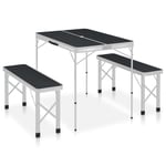 vidaXL Hopfällbart campingbord med 2 bänkar aluminium grå 48183
