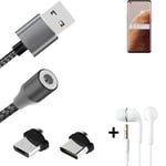 Data charging cable for + headphones Oppo Find X3 Pro Mars Eploration Edition + 