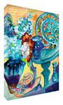 Feel Good Art VJ-SUMMERCOLLECTION128-15IT Été Tableau de galerie sur Toile, Peinture matérielle Originale stylisé, Artiste Val Johnson, Multicolore, 30 x 20 x 4 cm