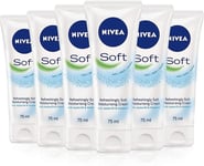 Nivea Soft Face Body Hands Refreshingly Moisturising Cream 75ml Pack of 6