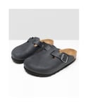 Birkenstock Unisex Mens Boston Leather Sandals in Black Nubuck - Size UK 5.5