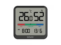 Temperature And Humidity Sensor, For Indoor Use, Lcd Screen, Clock, Date, Holder With Magnet, Ct-01/B Black