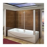 Aica Sanitaire - Pare baignoire 110x140cm en verre anticalcaire pivotante à 180degré et une paroi de douche en 75x140cm