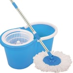 Blue Spin Mop 360° Spinning Rotating Polishing Floor 3 Dry Heads Mop Bucket 