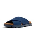 Camper Men's Brutus K100776 X-Strap Sandal, Blue, 5.5 UK