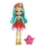 Enchantimals Royaume de l’océan mini-poupée Starla Étoile de mer avec jupe amovible et accessoires, et mini-figurine Beamy, jouet pour enfant, HCF69