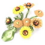 Sunflower Brooch Lapel Pin Plant Vase Flower Brooches Accessory For Women RHS