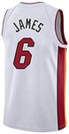 NBA Men's Basketball Jerseys - NBA Miami Heat # 6 LeBron James Basketball Fan Uniform Cool Breathable Fabric Vest T-shirt,White,X-Large