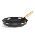 GreenChef Vintage Poêle à Frire en Céramique Antiadhésive de 26 cm, Poignée à Apparence en Bois, Sans PFAS, Compatibles avec l'Induction, Va au Four, Va au Lave-Vaisselle, Gris