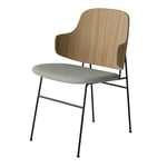 Audo Copenhagen - The Penguin Dining Chair Upholstered Seat Black Steel / Natural Oak / Re-Wool 218