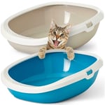 Catcentre® Large Cat Litter Tray Box High Sided Rim Deep Portable Toilet Pan Loo