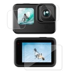 GoPro Hero 9 / 10 / 11 Set med 2 st. Front Display Film, 2 st. Bakre Display Film & 2 st. Linsfilm - Transparent