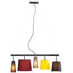 Kare Design Pendant Lamp Parecchi Colore, multicoloured, shades polyester and cotton, steel lacquered, pendant lamp for living room, kitchen, without illuminant, 160x107x30cm (H/W/D)