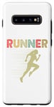 Coque pour Galaxy S10+ Retro Runner Marathon Running Vintage Jogging Fans
