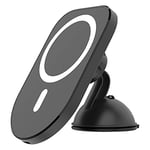 Chargeur de voiture sans fil XtremeMac® Premium avec support magnétique pour iPhone 12/13/14 Pro/Max/Plus/Mini, chargeur de voiture compatible MagSafe, support à ventouse sur tableau de bord, noir