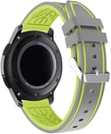 Abasic Watch Strap compatible with Galaxy Watch 46mm / Gear Live/Gear S3 Classic/Gear S3 Frontier, Soft Silicone Narrow Slim Sport Replacement Wristband for Smart Watch (22mm, Gray and Lime)