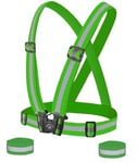 Junior reflekssele med 2 stk refleksbånd, green