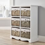 Lichfield 6 Wicker Basket Drawer Chest Storage Unit