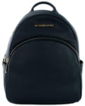 Michael Kors Navy Backpack Bag Dark Blue Leather Gold Tone Logo Medium Abbey
