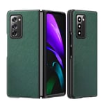 hodudu cross fine leather pattern case,PC all-inclusive style,180? folding mobile phone case for Samsung Galaxy Z Fold 2 5G-Green