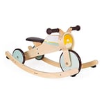 Janod - Tricycle à Bascule en Bois- Tricycle Bébé Évolutif Premier Age - Développer la Motricité Globale et le Sens de l'Équilibre - Jouet en Bois Certifié FSC- De 18 à 36 Mois, J03284