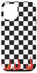iPhone 15 Black and White Checkered Checkerboard Pattern with Flam Case