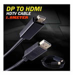 1.8M QUALITY DISPLAY PORT DP TO HDMI MALE LCD PC HD TV LAPTOP AV CABLE ADAPTOR